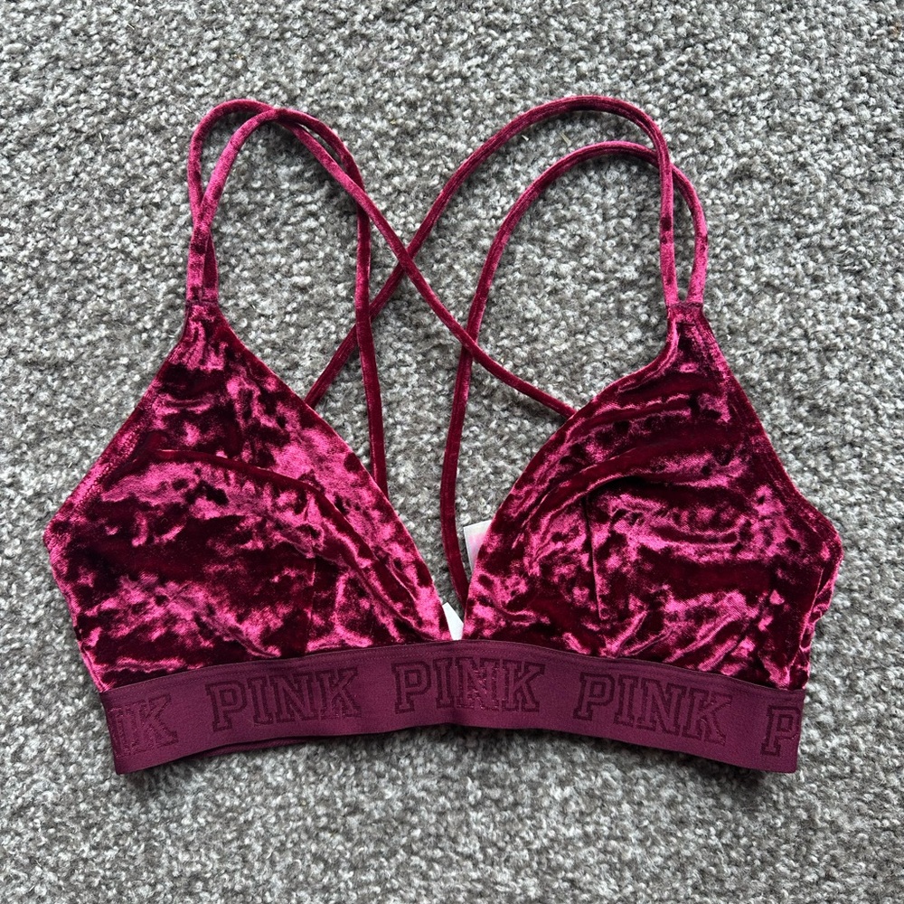PINK Victoria's Secret Velvet Burgundy Bralette